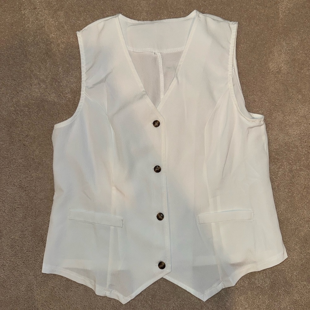 White Button-Up Vest